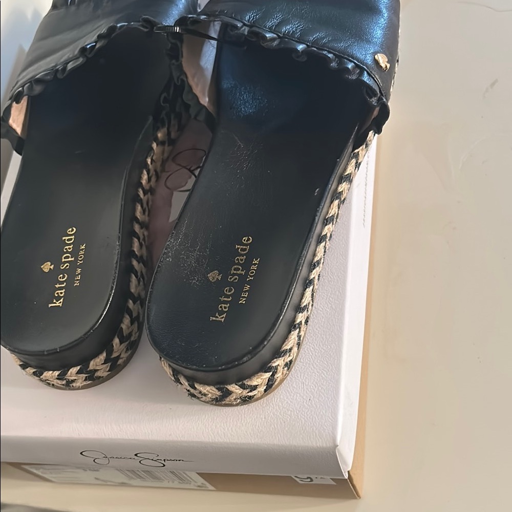 Kate Spade Black Mules with Ruffled Strap - Picture 2 of 4